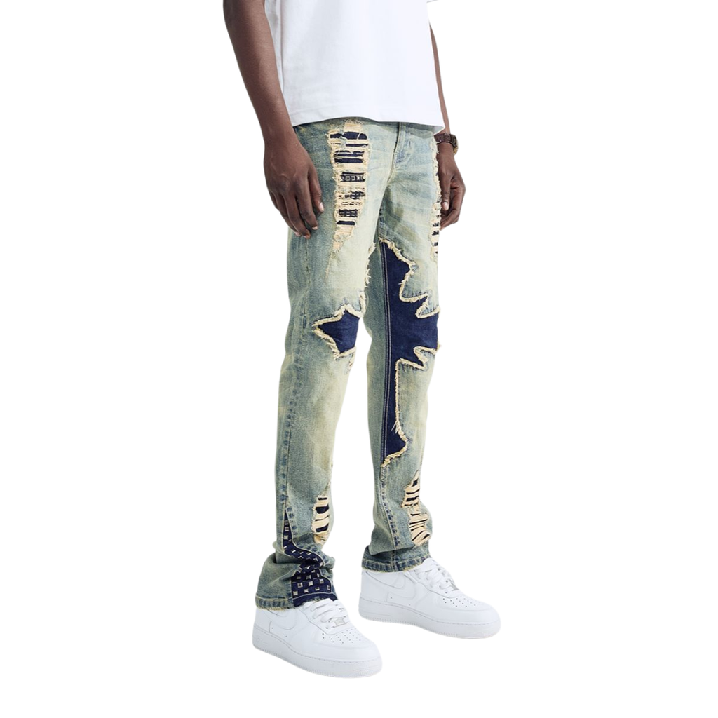 Straight Fit Patchwork Jean BL-80504