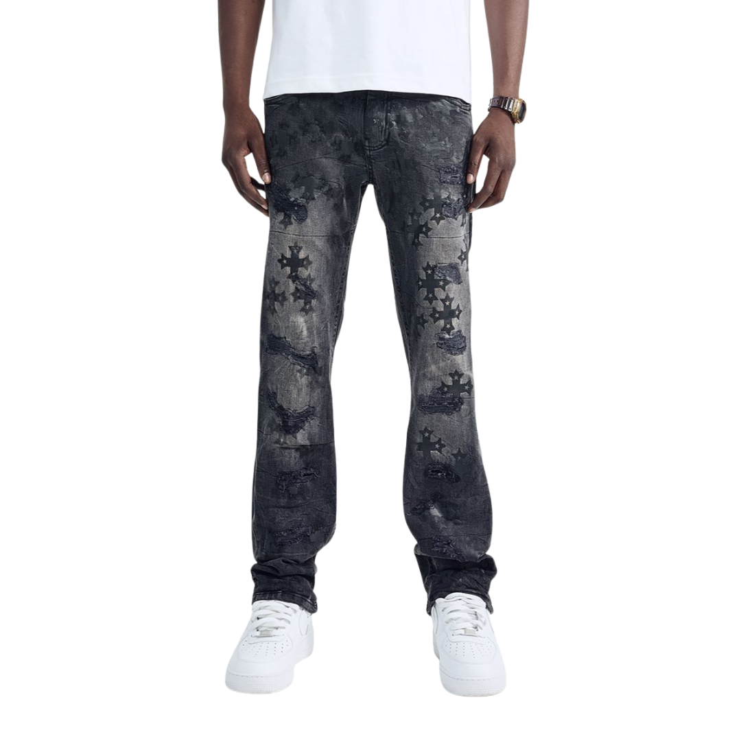 Straight Fit Patch Work BL-80506