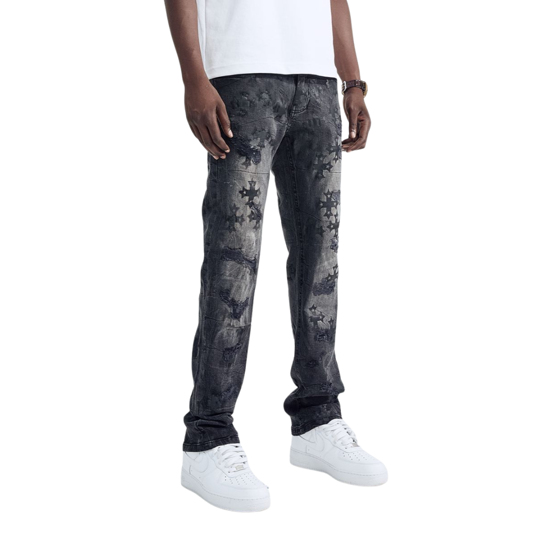 Straight Fit Patch Work BL-80506