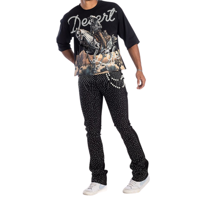 Rhinestone Stacked Jeans KD2213P
