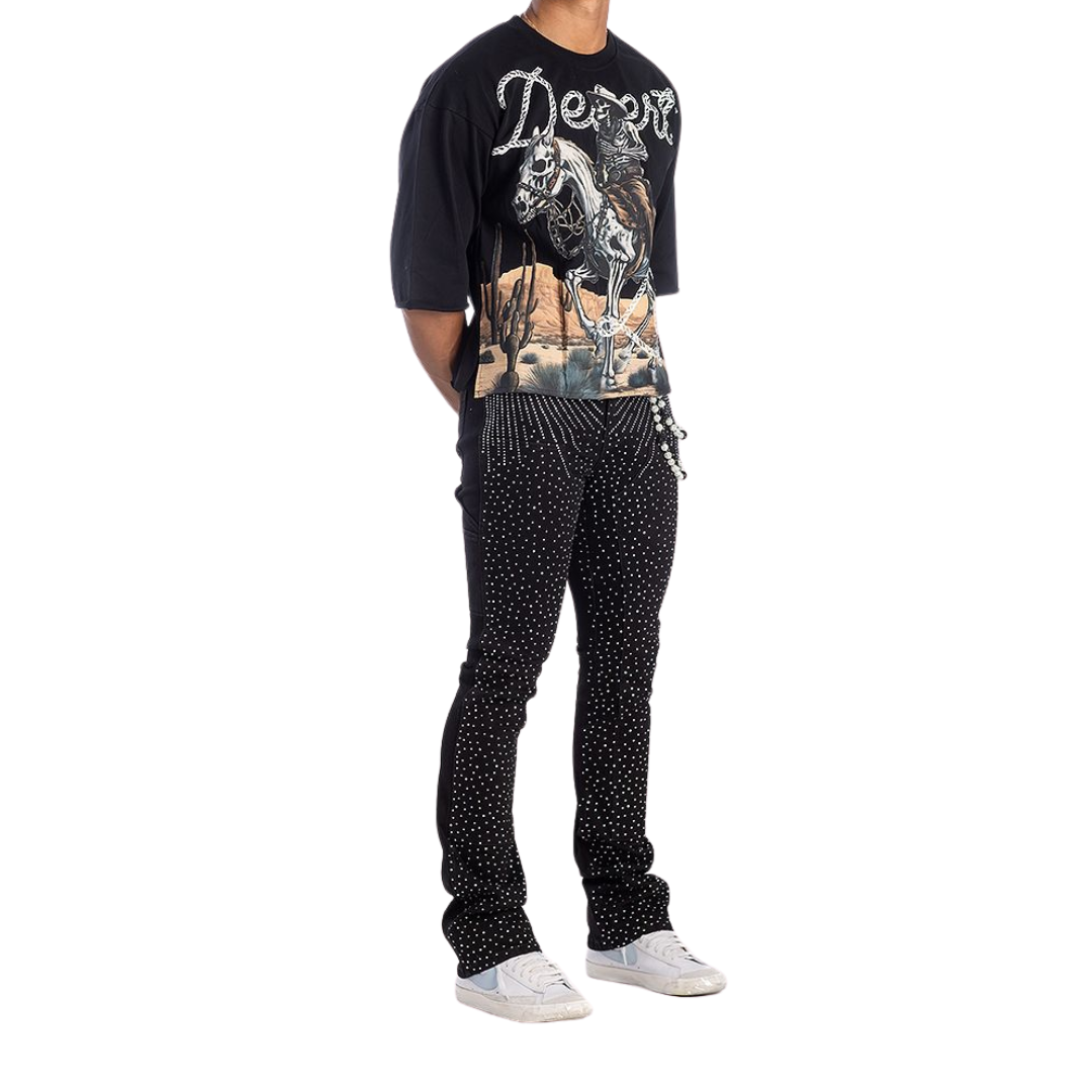 Rhinestone Stacked Jeans KD2213P