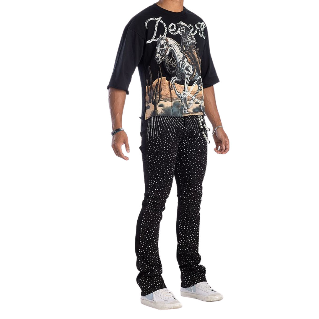 Rhinestone Stacked Jeans KD2213P