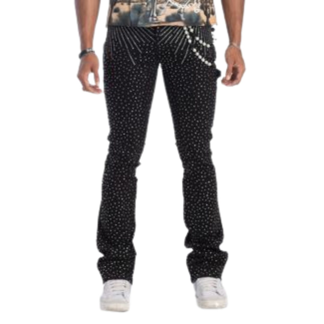 Rhinestone Stacked Jeans KD2213P