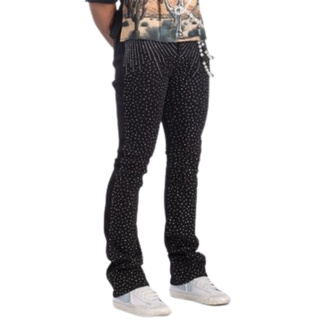 Rhinestone Stacked Jeans KD2213P