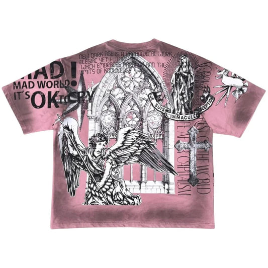Mens Rare Peace Mad World T-Shirt (Dust Pink)