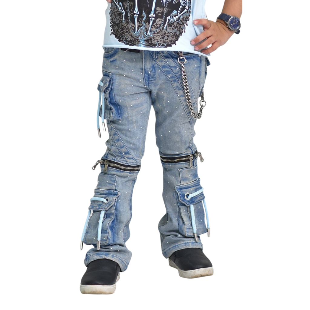 Kids Rhinestone & Chain Jeans