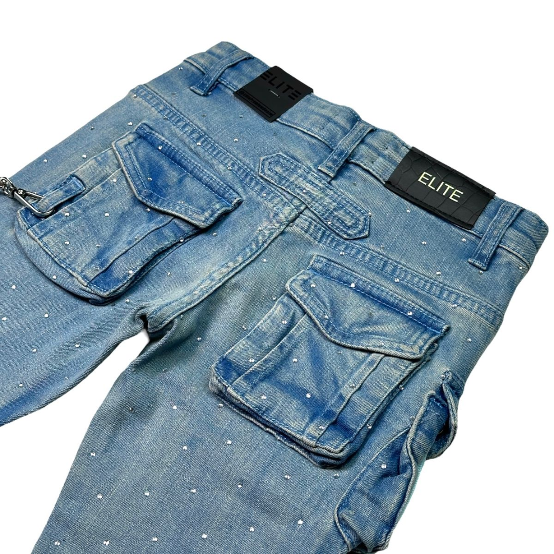 Kids Rhinestone & Chain Jeans