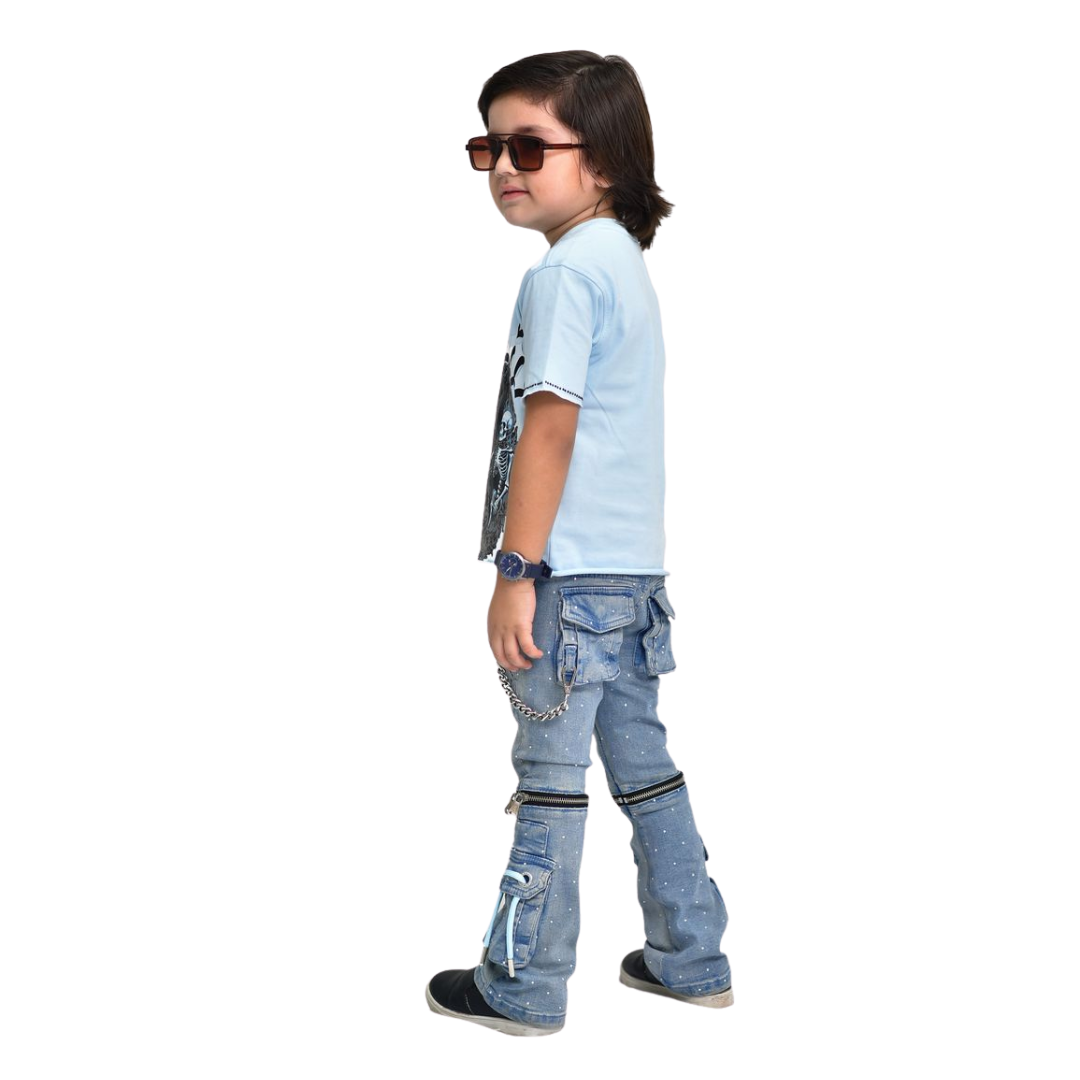 Kids Rhinestone & Chain Jeans