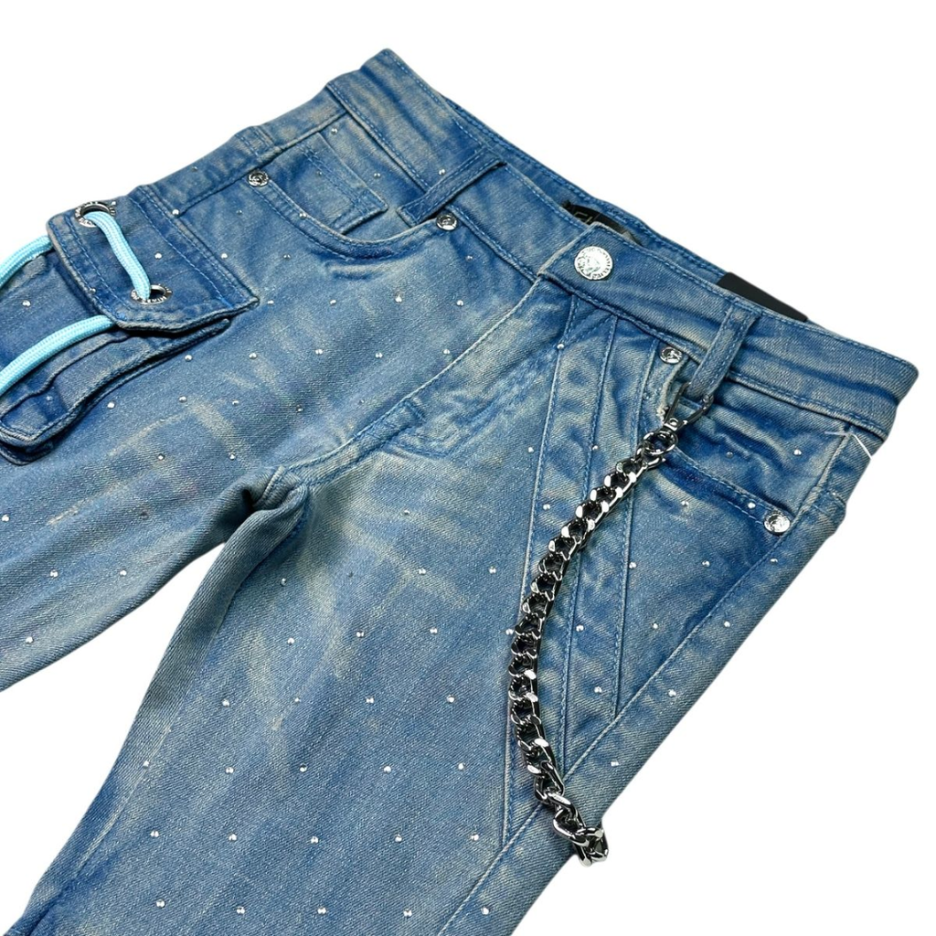 Kids Rhinestone & Chain Jeans