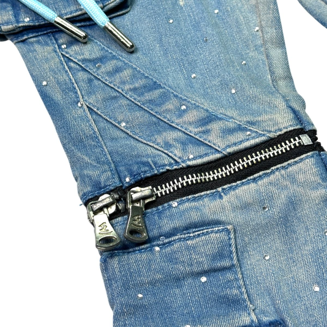 Kids Rhinestone & Chain Jeans