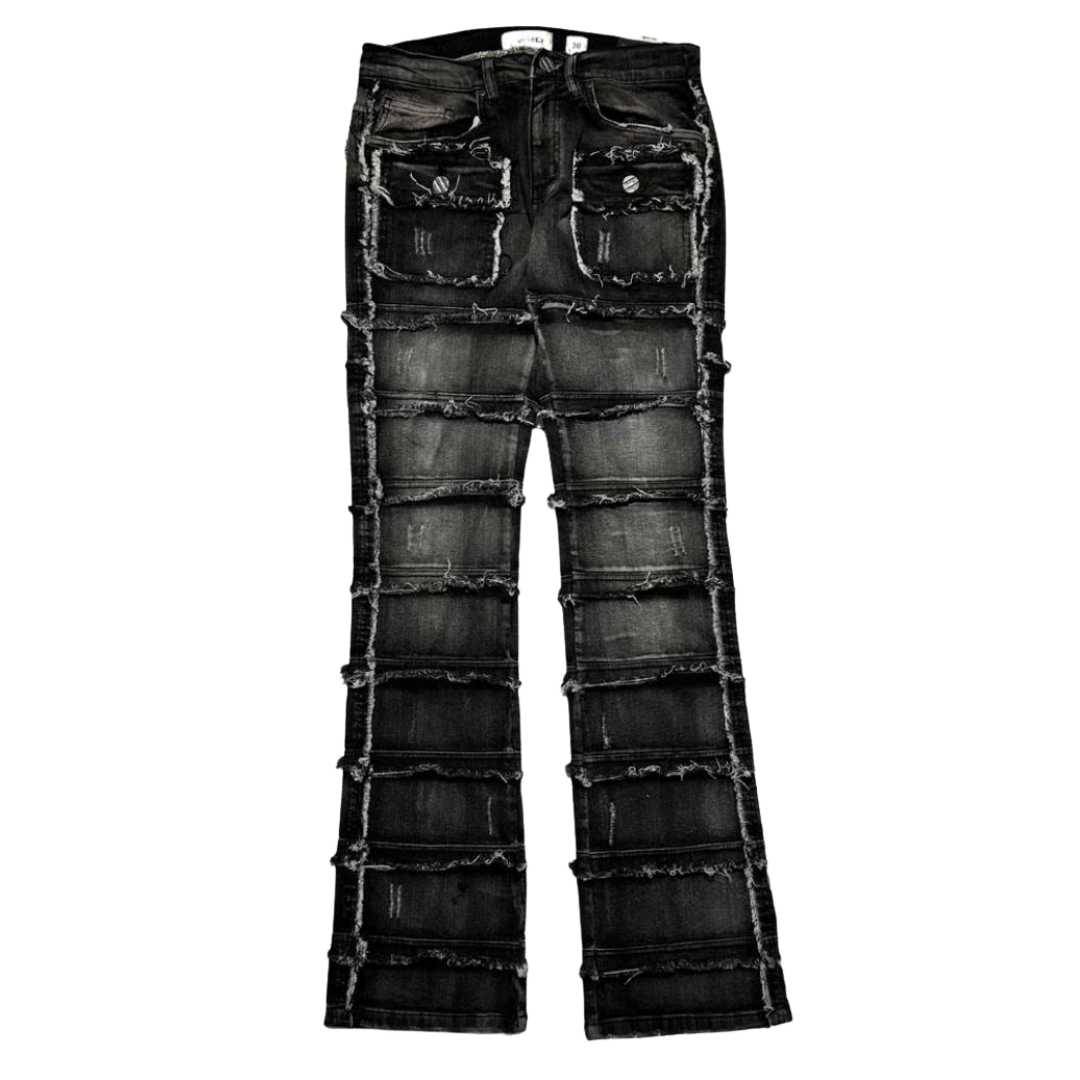 Patchwork Stacked Jeans 33958