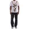 Men's white graphic tee with tattooed hand and gold Cuban chain print – Saint Chain T-Shirt by Left Point