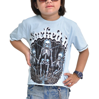 Blue Rhinestone Cropped Kids Tee – Streetwear Graphic