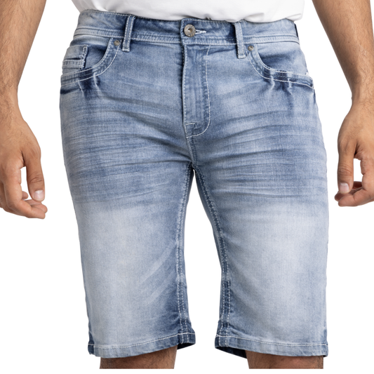 Mens Cultura Saddle Stitch Denim Shorts – Light Blue