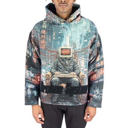 Mens Broken System Tapestry Hoodie Black