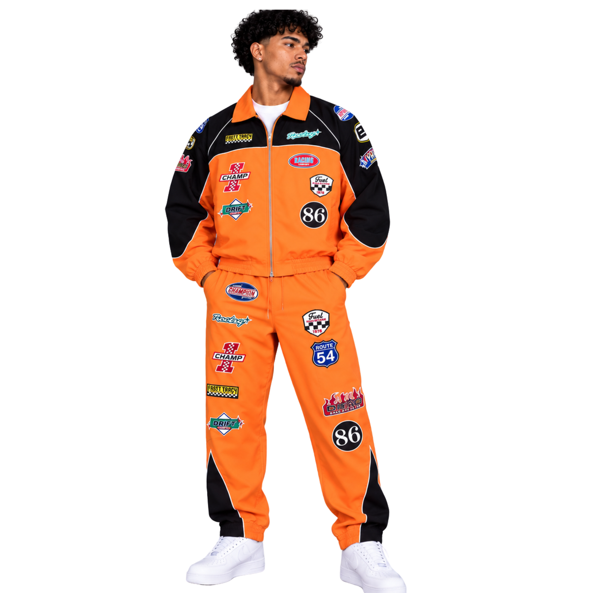 Mens Kindred Orange Nylon Patch Track Pants