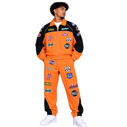 Mens Kindred Orange Nylon Patch Track Pants