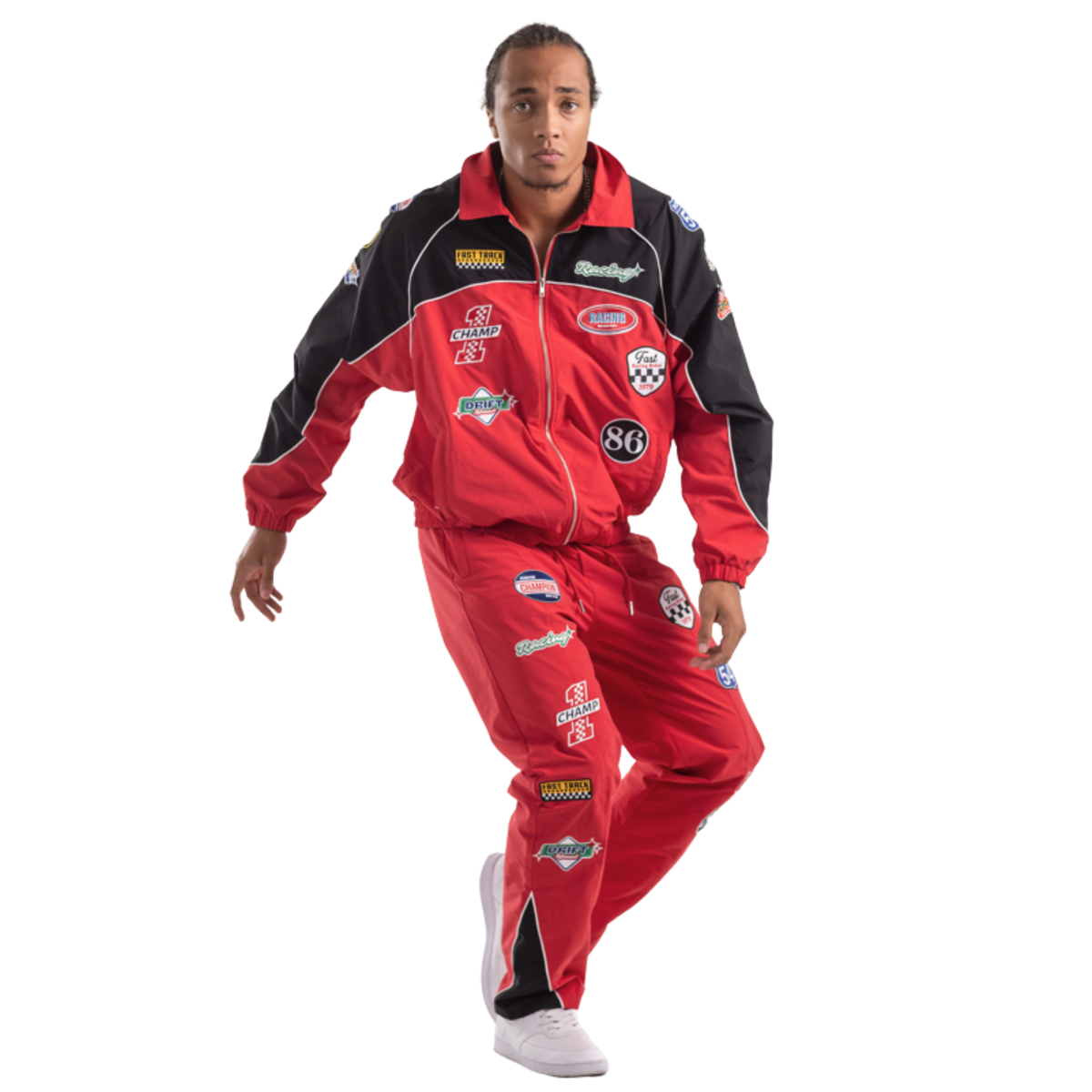 Mens Patch Track Pants – Red