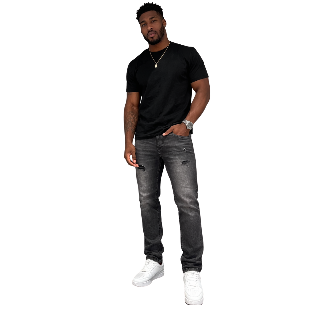 Stretch Skinny Fit Rip Repair Jeans (Sl302)