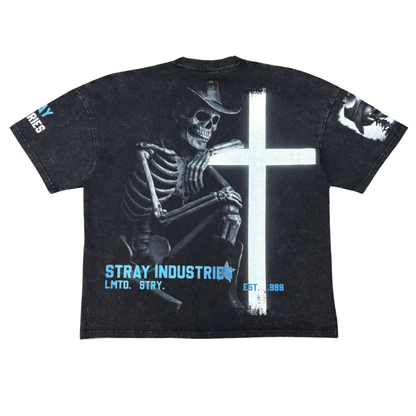 Stray Skull Cowboy Profile T-Shirt Black