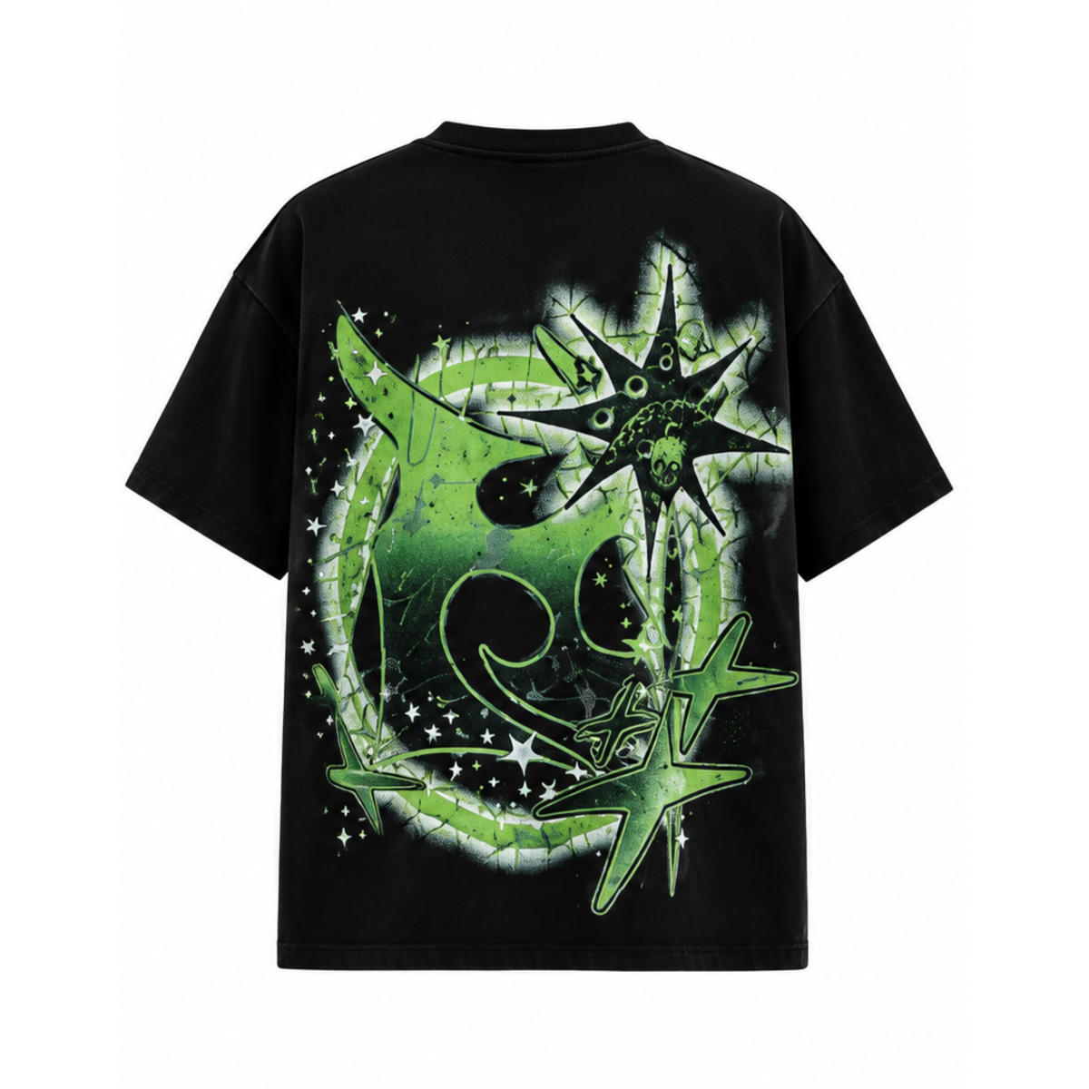 Mens Galaxy Green Skull T-Shirt