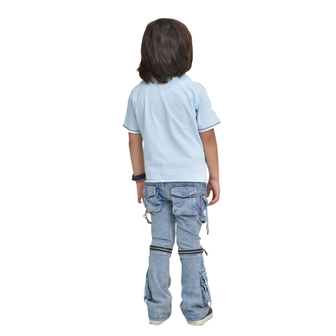 Kids Locked In Rhinestone Cropped T-Shirt