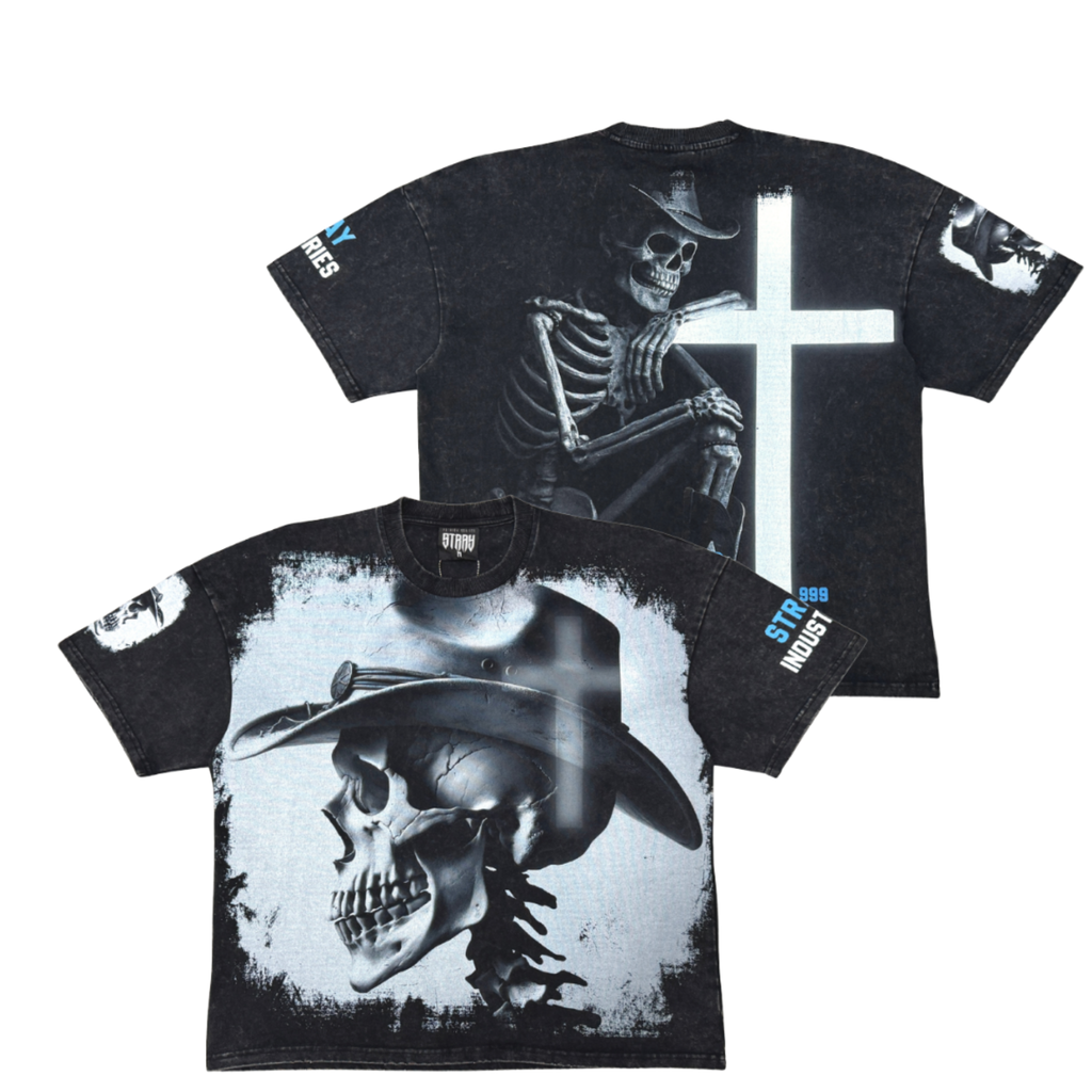 Stray Skull Cowboy Profile T-Shirt Black