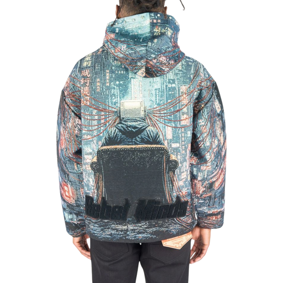Mens Broken System Tapestry Hoodie Black