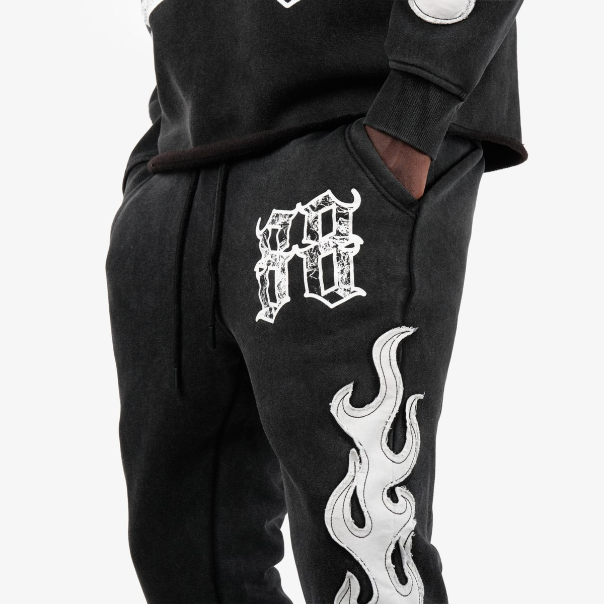Mens Saints 08 Vintage Wash Sweatpants – Black