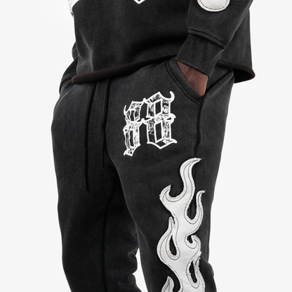 Mens Saints 08 Vintage Wash Sweatpants – Black
