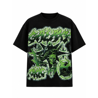 Mens Galaxy Green Skull T-Shirt