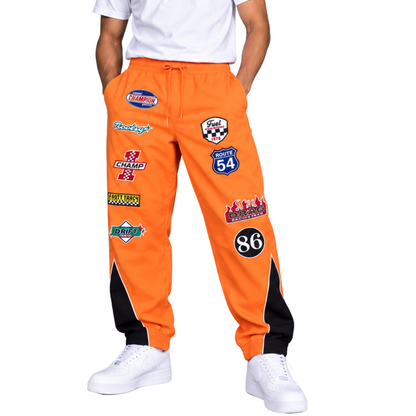 Mens Kindred Orange Nylon Patch Track Pants