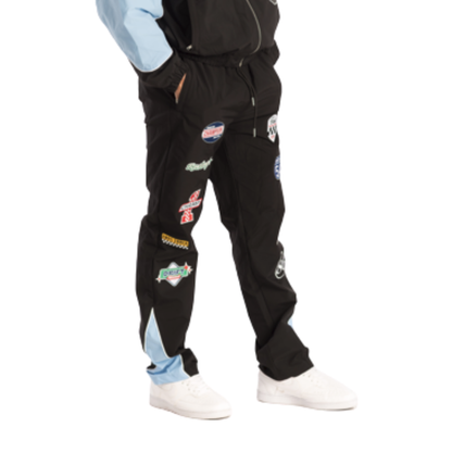 Mens Kindred Patch Track Pants – Black/Light Blue