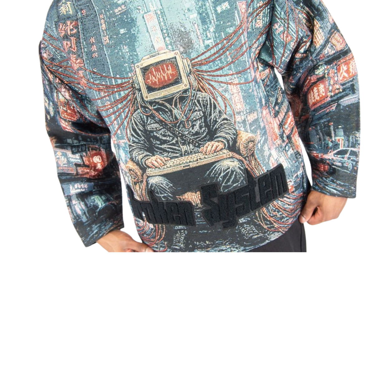 Mens Broken System Tapestry Hoodie Black