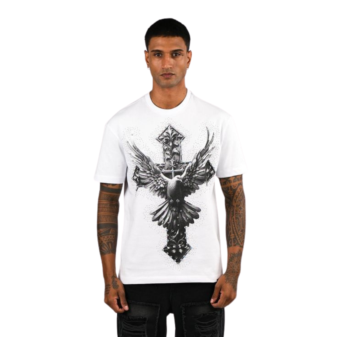 Mens Winged Cross Graphic T-Shirt