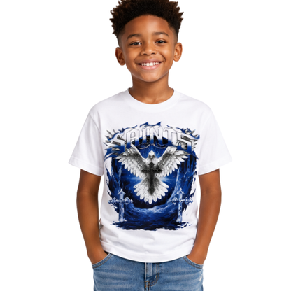 Kids Saints Angel Cross Graphic T-Shirt – White