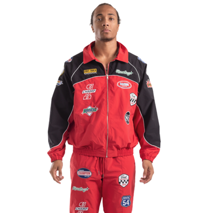Mens Patch Nylon Zip-Up Jacket
