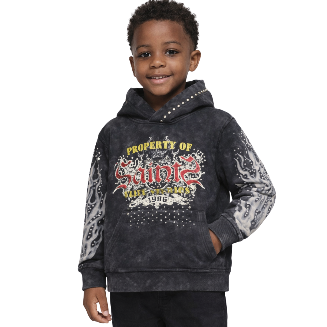 Kids Saints Hoodie - Rhinestone & Pearl Embellished