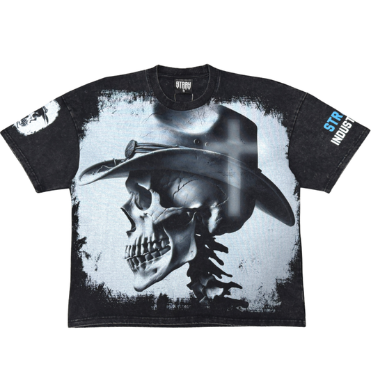 Stray Skull Cowboy Profile T-Shirt Black