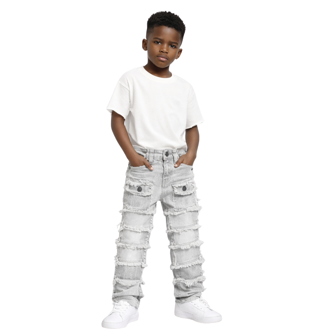 Kids Patchwork Stacked Jeans 33958