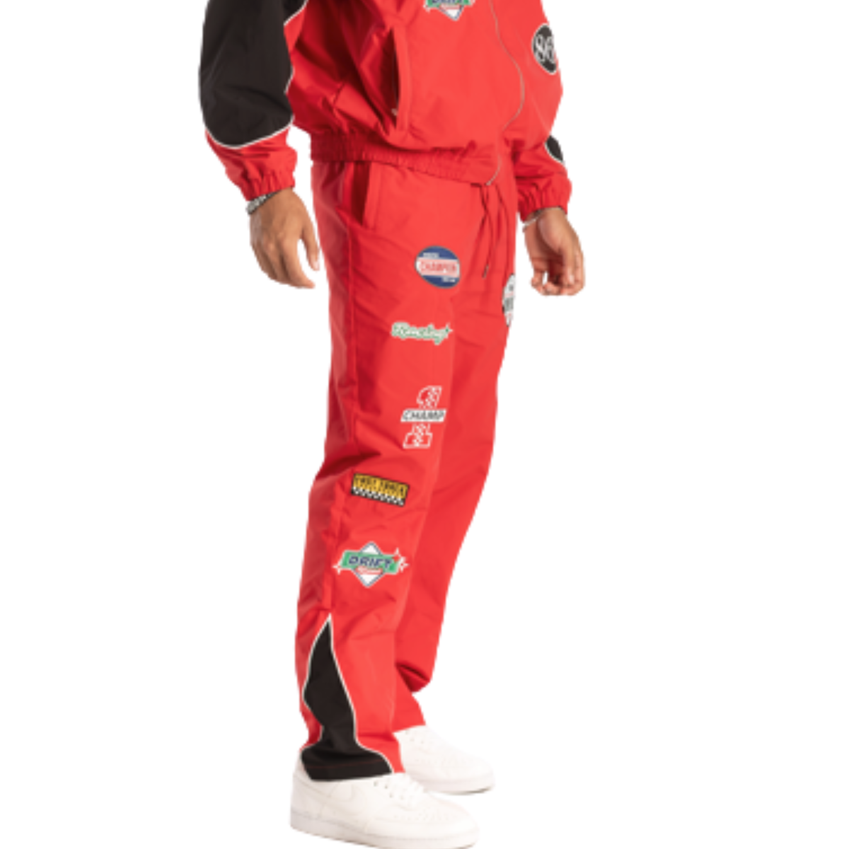 Mens Patch Track Pants – Red