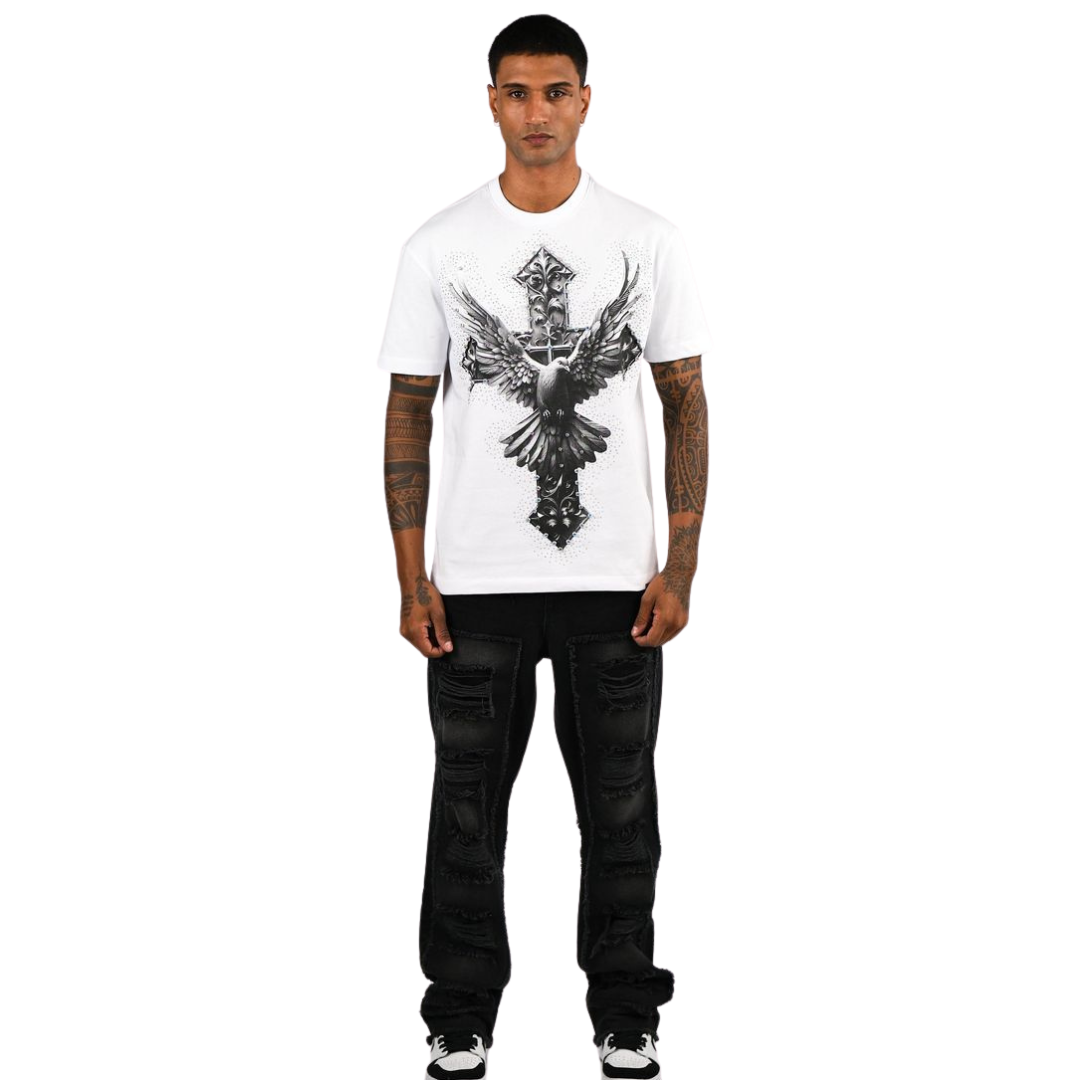 Mens Winged Cross Graphic T-Shirt