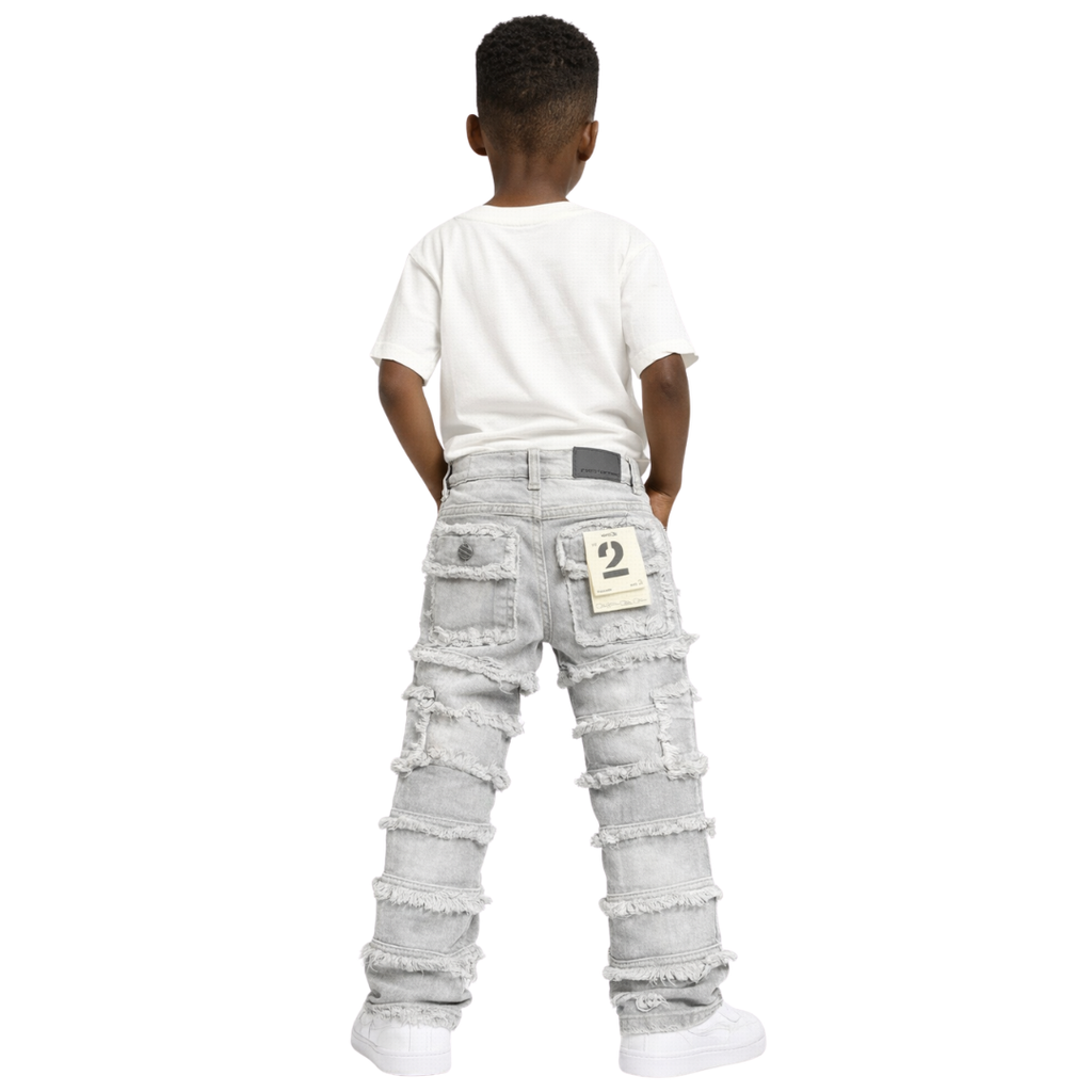 Kids Patchwork Stacked Jeans 33958