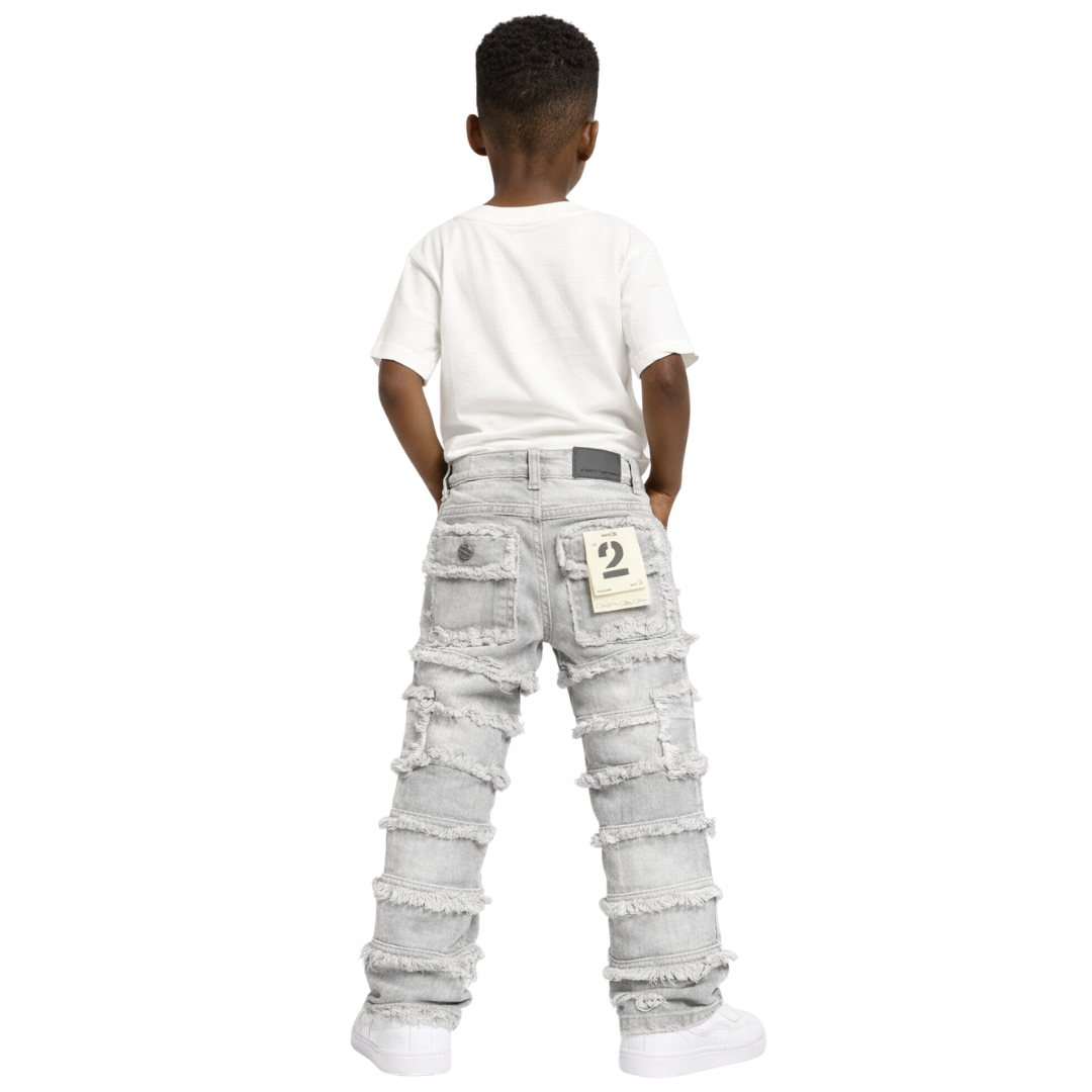 Kids Patchwork Stacked Jeans 33958