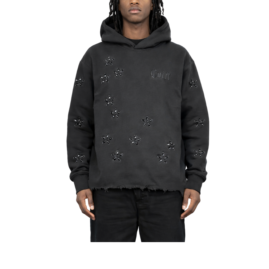 Fashion Fleece Multi Crystal Embroidered Hoodie