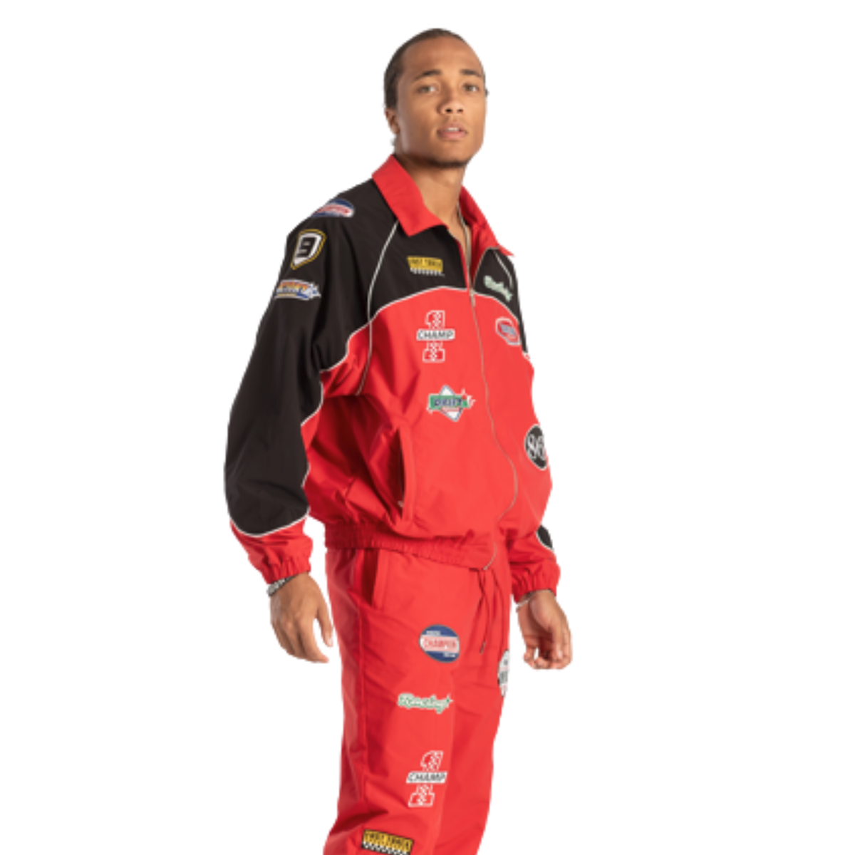 Mens Patch Nylon Zip-Up Jacket