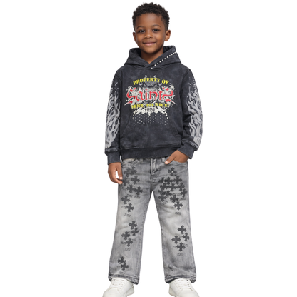 Kids Saints Hoodie - Rhinestone & Pearl Embellished