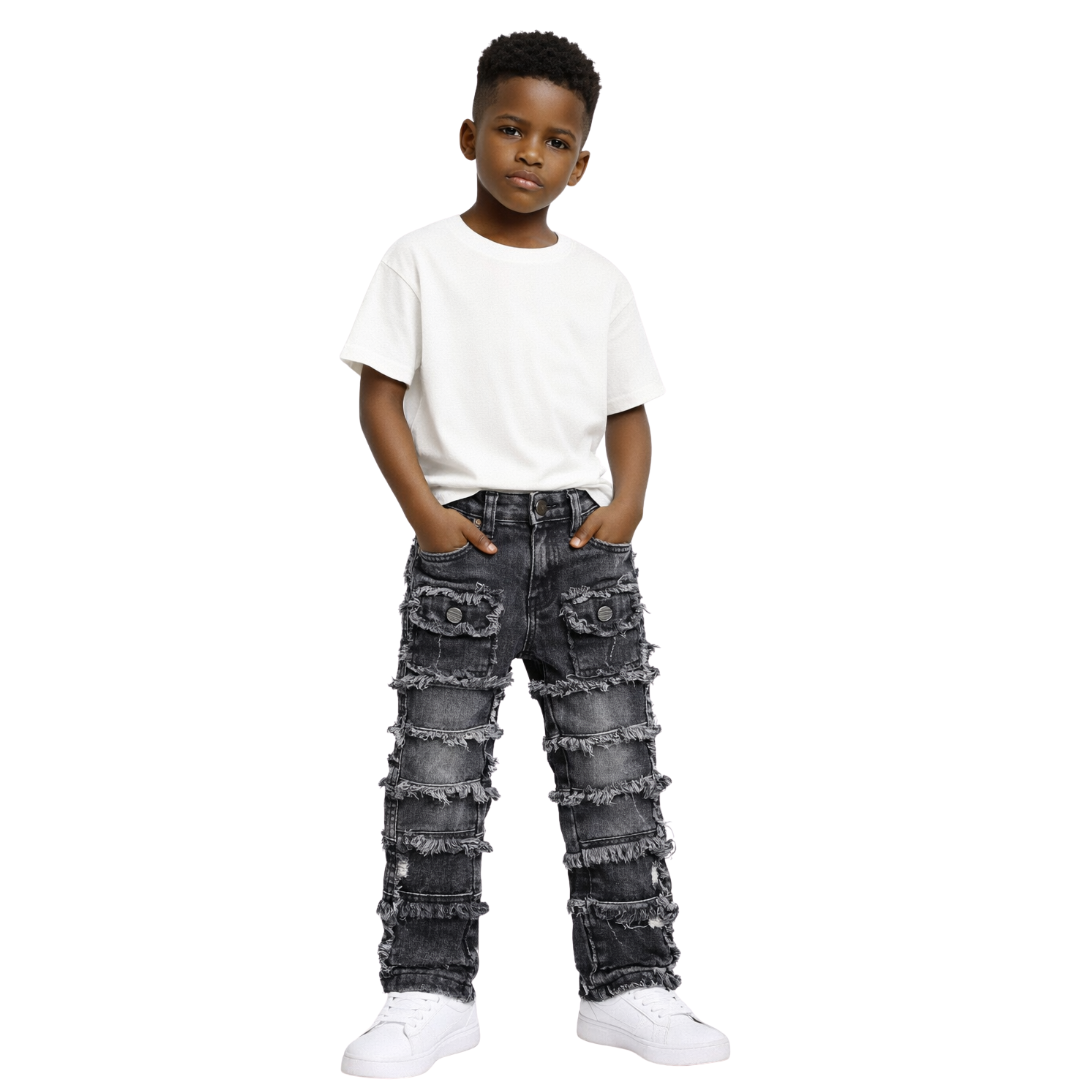 Kids Patchwork Stacked Jeans 33958