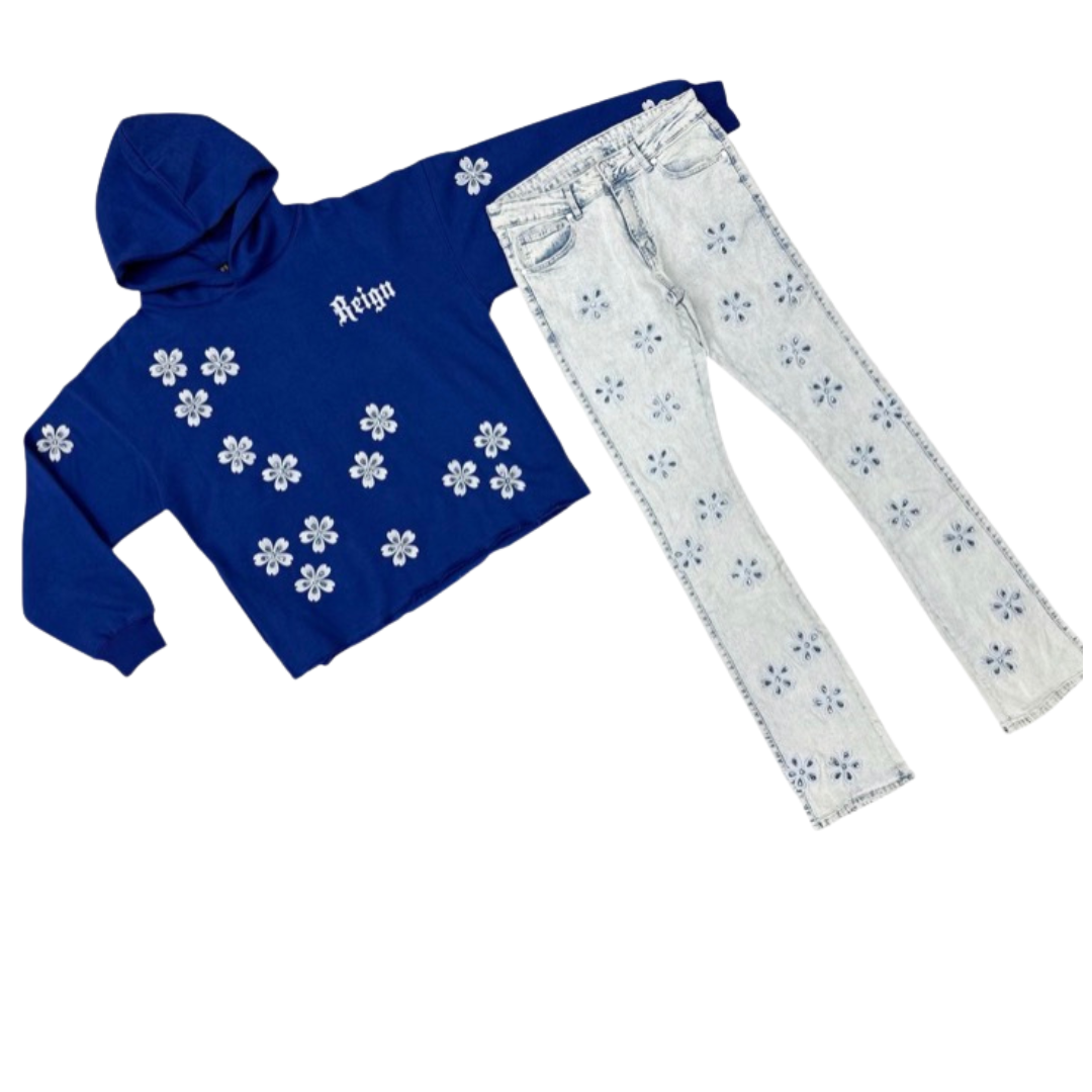 Multi Crystal Embroidered  Hoodie