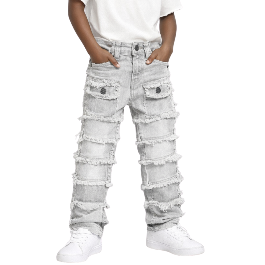 Kids Patchwork Stacked Jeans 33958